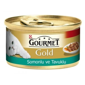 Gourmet Gold Somon ve Tavuklu Yetişkin Konserve Kedi Maması 1 Adet 85 Gr