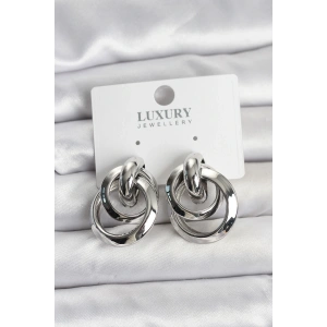 Gümüş Renk Halka Model Pirinç Kadın Küpe