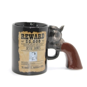 Jesse James Wanted İlanlı  Kulplu Porselen Kupa Bardak Alk4899