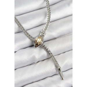 Pirinç Asansörlü Yılan Model Gümüş Renk Kadın Kolye