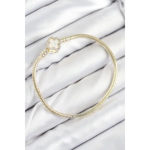 Pirinç Charm Zirkon Taşlı Yonca Model Gold Renk Kadın Bileklik