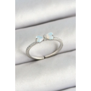 Pirinç Fiyonk Figürlü Zirkon Taşlı Gümüş Renk Ayarlanabilir Kadın Yüzük