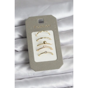 Pirinç Gold Renk 5li Yüzük Seti