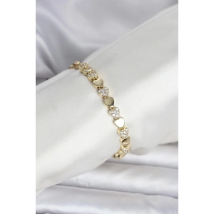 Pirinç Gold Renk Kalpli Model Kadın Bileklik