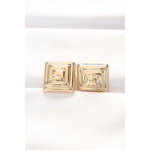 Pirinç Gold Renk Kare Form Küpe