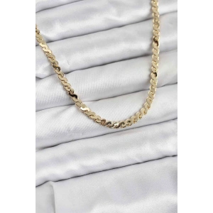 Pirinç Gold Renk Yassı Zincir Kadın Kolye