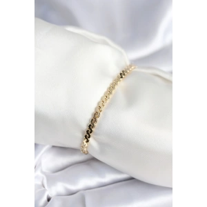 Pirinç Gold Renk Yassı Zincir Model Kadın Bileklik