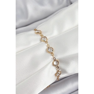 Pirinç Gold Renk Zirkon Taşlı Kadın Bileklik