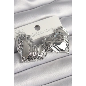 Pirinç Gümüş Renk İşlemeli Kalp Model Kadın Küpe