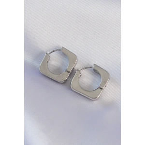 Pirinç Gümüş Renk Kare Küpe