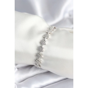 Pirinç Gümüş Renk Yıldız Model Kadın Bileklik