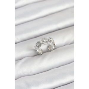 Pirinç Gümüş Renk Yonca Model Kadın Yüzük