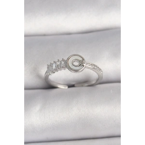 Pirinç Gümüş Renk Zirkon Taşlı Ayarlanabilir Kadın Yüzük