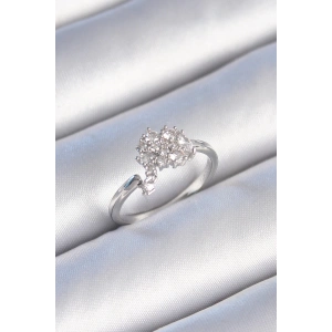 Pirinç Gümüş Renk Zirkon Taşlı Kadın Yüzük