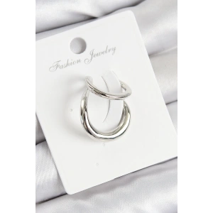 Pirinç Halka Model Gümüş Renk Sağ Kıkırdak Küpe