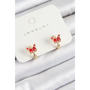 Pirinç Kelebek Model Gold Renk Çocuk Küpe