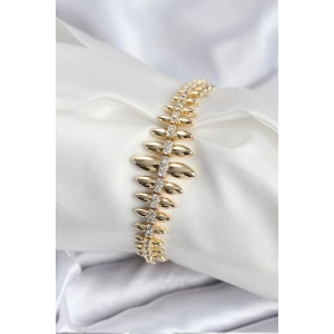 Pirinç VIP Seri Gold Renk Sıralı Damla Model Kadın Bileklik