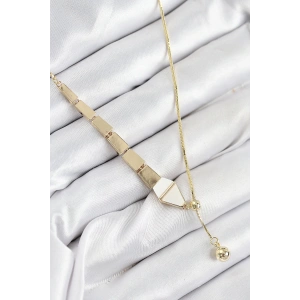 Pirinç Yılan Model Gold Renk Asansörlü Kadın Kolye