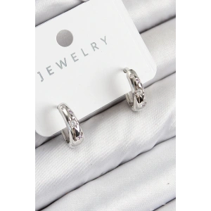 Pirinç Zirkon Taşlı Halka Model Gümüş Renk Kadın Küpe