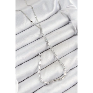 Pirinç Zirkon Taşlı Model Gümüş Renk Y Kolye