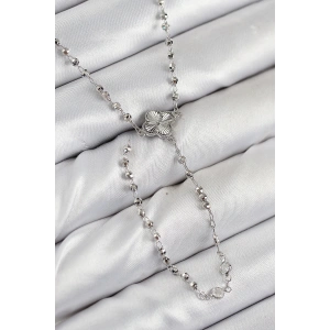 Pirinç Zirkon Taşlı Yonca Model Gümüş Renk Kadın Y Kolye