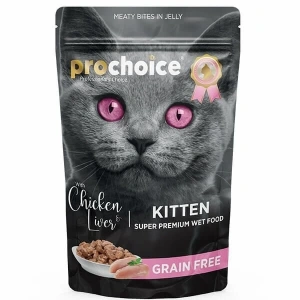 Pro Choice Tahılsız Kitten Tavuk ve Ciğerli Yavru Konserve Kedi Maması 1 Adet 85 Gr
