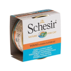 Schesir Broth Naturel Sauce Çipura ve Ton Balıklı Yetişkin Konserve Kedi Maması 1 Adet 70 Gr