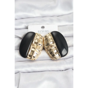 Siyah Renk Pirinç Vintage Kadın Küpe