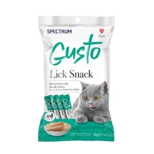 Spectrum Gusto Lick Snack Ton ve Somon Balıklı Sıvı Kedi Ödül Maması 1 Adet 4x15 Gr