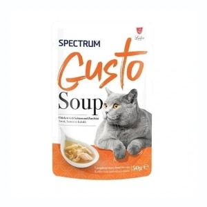 Spectrum Gusto Soup Tavuklu Somonlu ve Kabaklı Kedi Çorbası 1 Adet 50 Gr