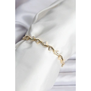 Zikzak Model Pirinç Gold Renk Bileklik