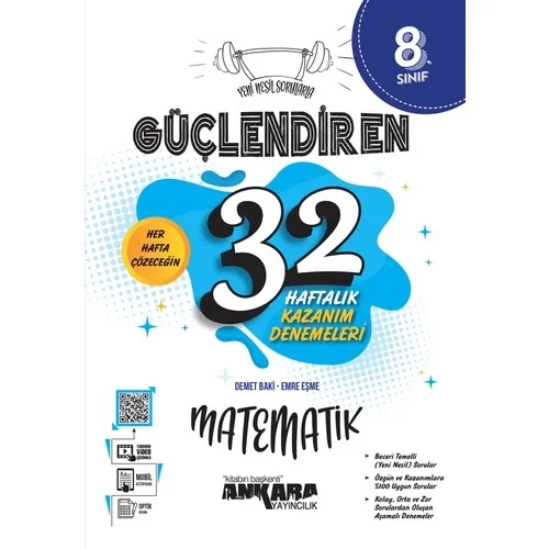 Ankara 8. Sınıf Matematik Güçlendi̇Ren 32 Haftalik Kazanim Denemeleri̇