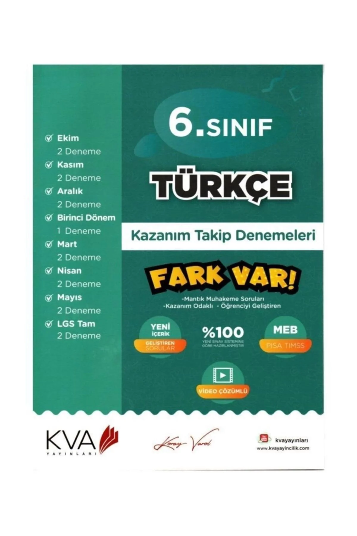 Kva 6.Sınıf Türkçe Kazanım Takip Denemeleri Koray Varol Akademi