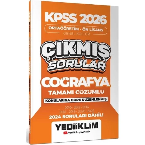 Kpss 2026 Ortaöğretim Önlisans Coğrafya 2010-2024 Çıkmış Sorular Yediiklim