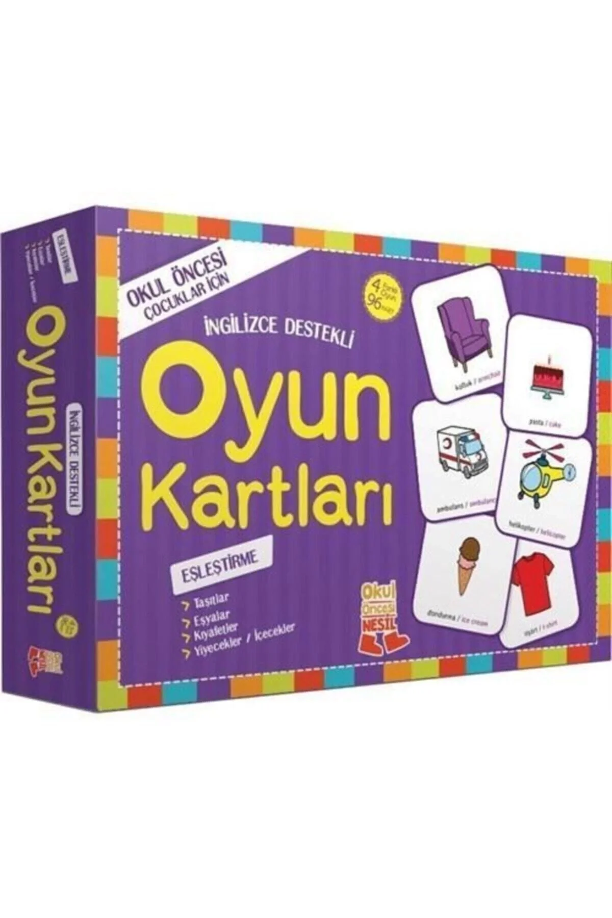 Okul Öncesi İngilizce Destekli Oyun Kartları Set Eşleştirme