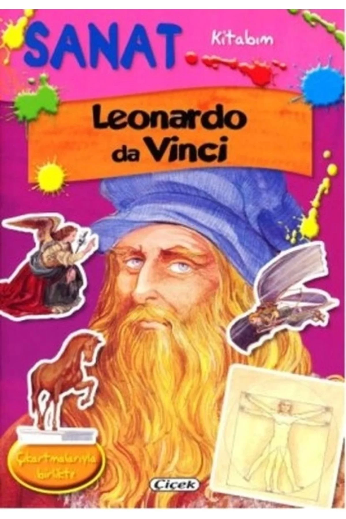 Sanat Kitabım Leonardo Vinci Çıkartmalı Çiçek Kitap