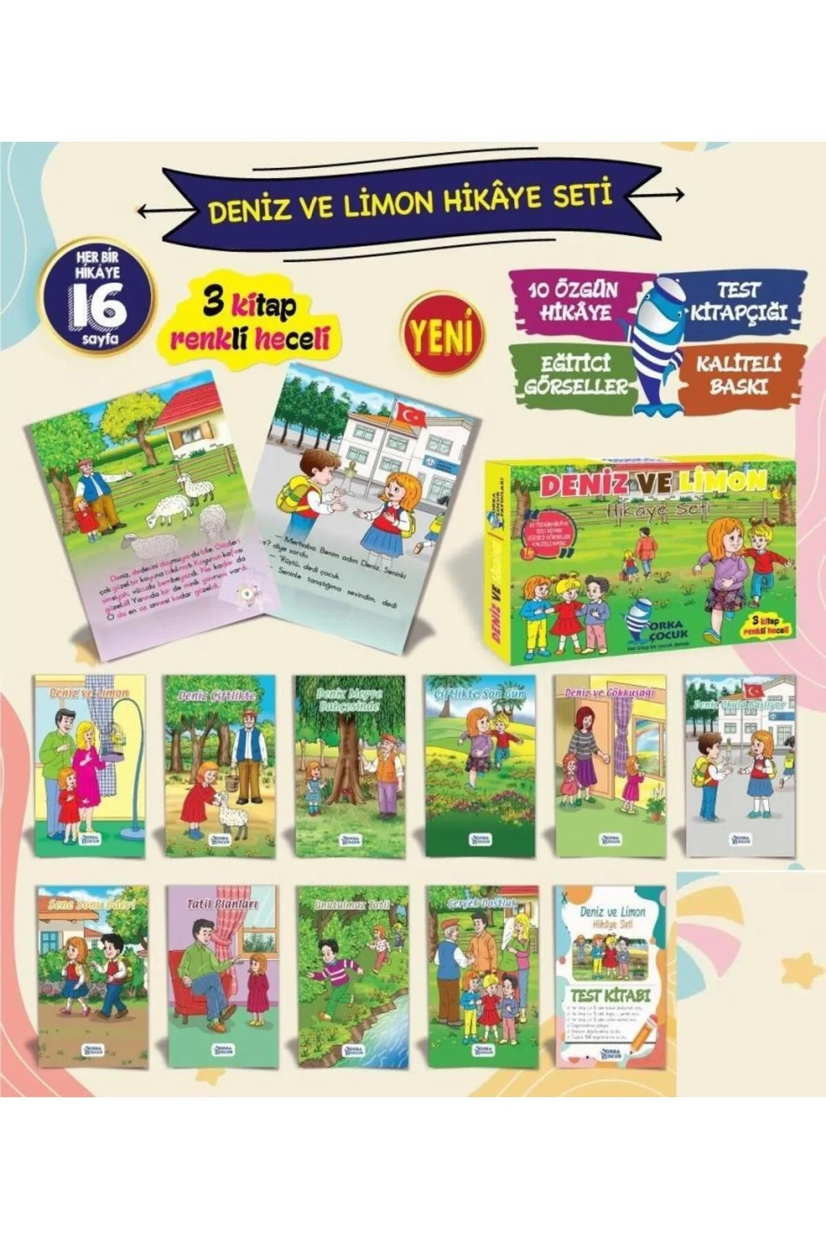 Deniz Ve Limon 1.Sınıflara Hikaye Seti 10 Kitap Orka Çocuk