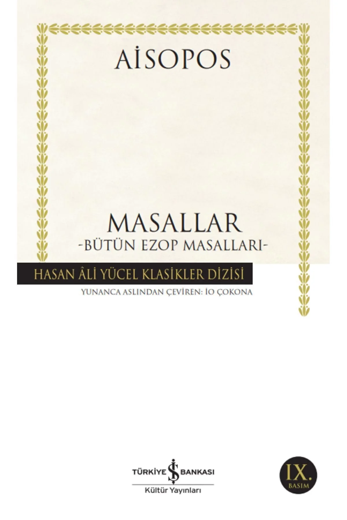 Masallar Bütün Ezop Masalları Aisopos İş Bankası