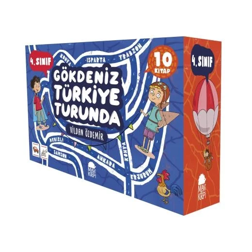 Gökdeniz Türkiye Turunda 1. Set - 4.Sınıf 10 Kitap Vildan Özdemir Mavi Kirpi