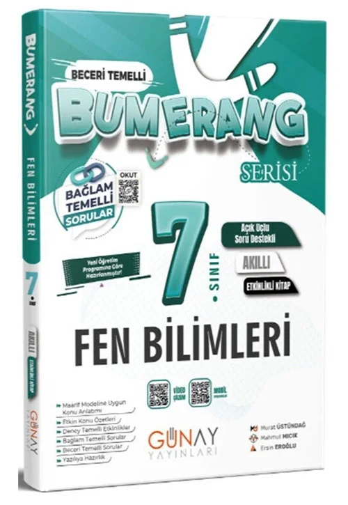 7.Sınıf Fen Bilimleri Bumerang Akıllı Etkinlikli Kitap Günay Yayınları