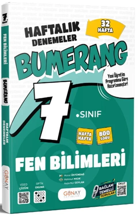 7.Sınıf Fen Bilimleri Bumerang Haftalık 40 Deneme Günay Yayınları