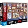 Cute Cats Puzzle 500 Parça Mavi Lale