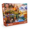 Mountain Houses Puzzle 1000 Parça Mavi Lale