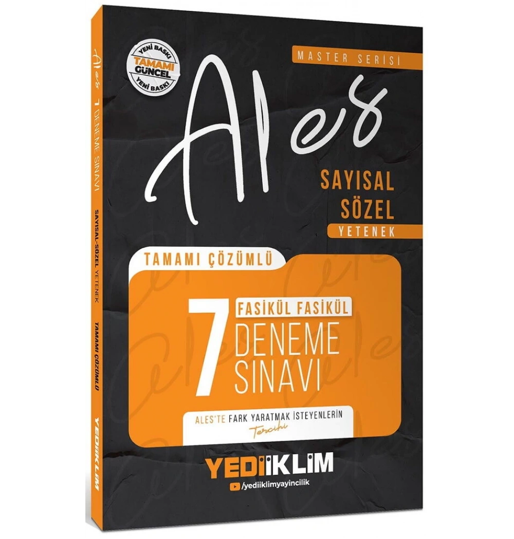 2026 Ales Sayısal Sözel 7 çözümlü Deneme Yediiklim