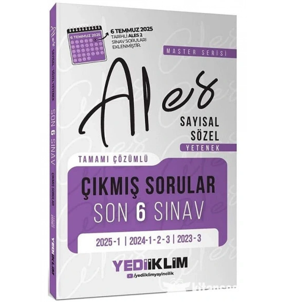 2026 Ales Sayısal Sözel Yetenek Son 6 Sınav Çıkmış Sorular Yediiklim