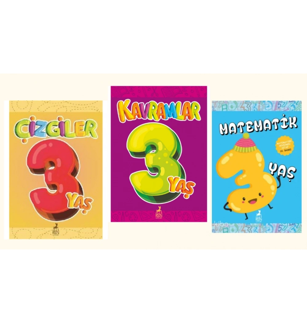 3 Yaş Çizgiler Kavramlar Matematik 3 Kitap Set Ren Çocuk