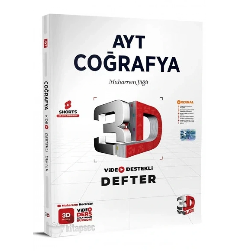 3D AYT COĞRAFYA VİDEO DESTEKLİ DEFTER MUHARREM YİĞİT