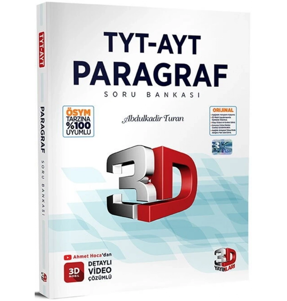 3D Yayınları TYT AYT Paragraf Soru Bankası