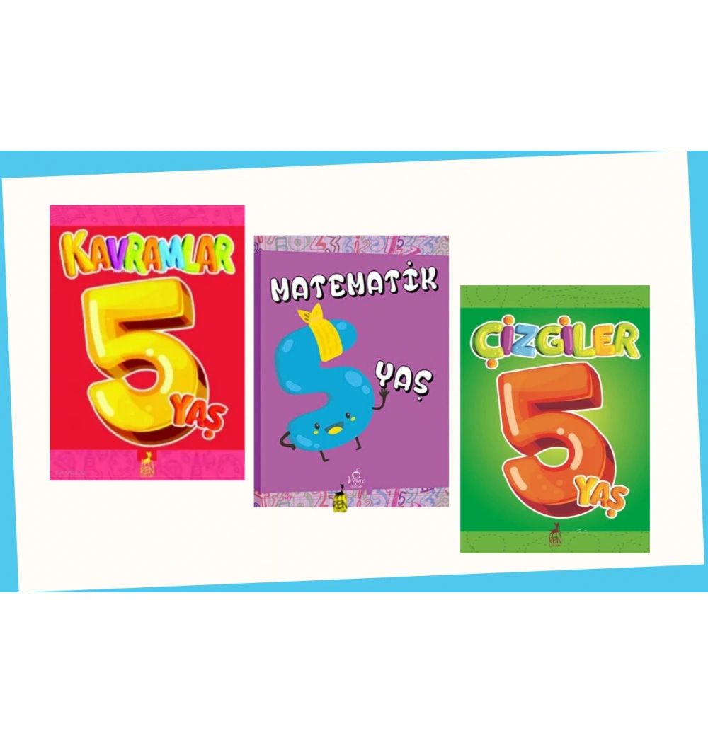 5 Yaş Çizgiler Kavramlar Matematik 3 Kitap Set Ren Çocuk