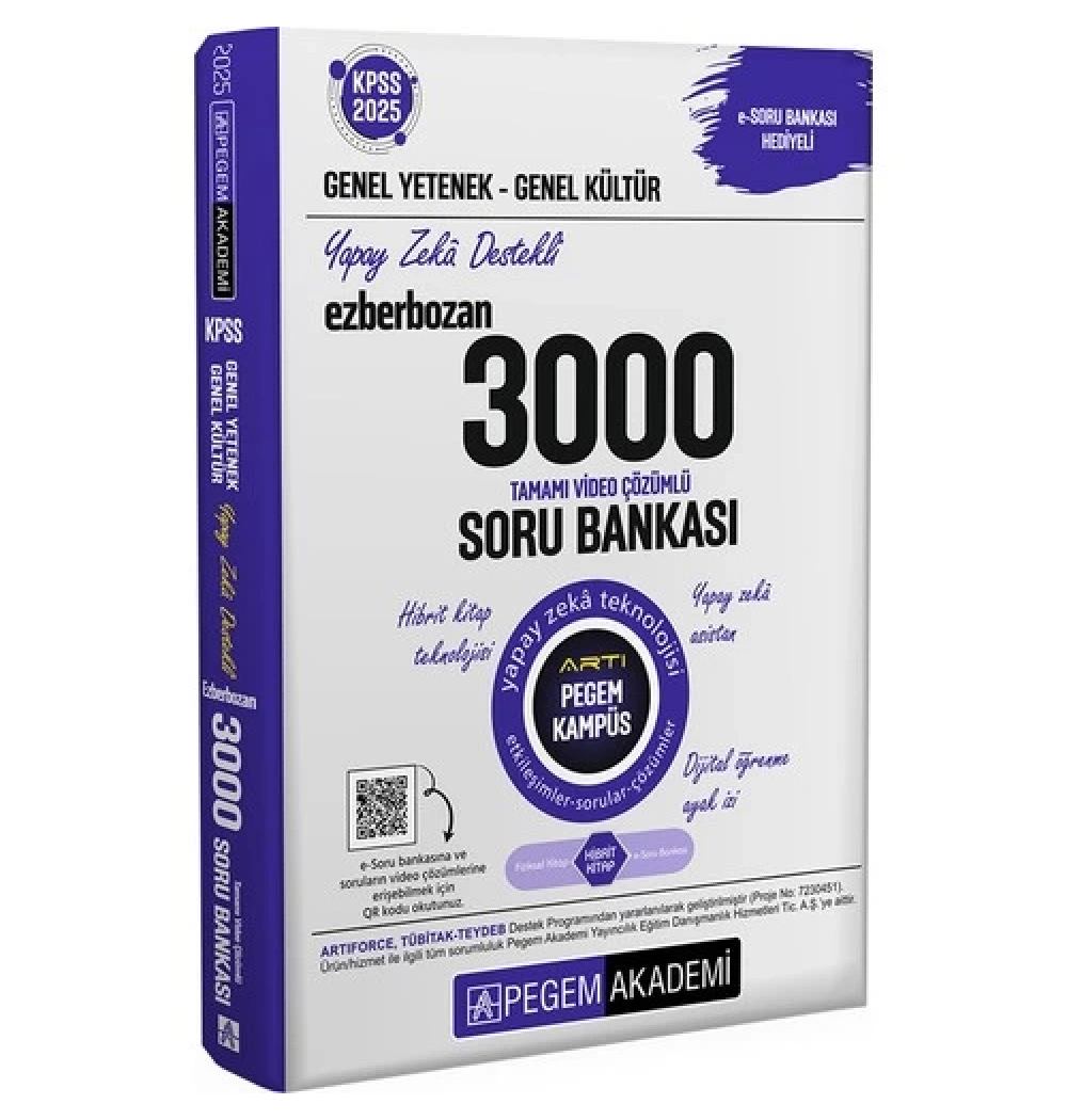 Pegem 2025 Kpss Gy Gk Yapay Zeka Destekli Ezberbozan 3000 Soru Bankası